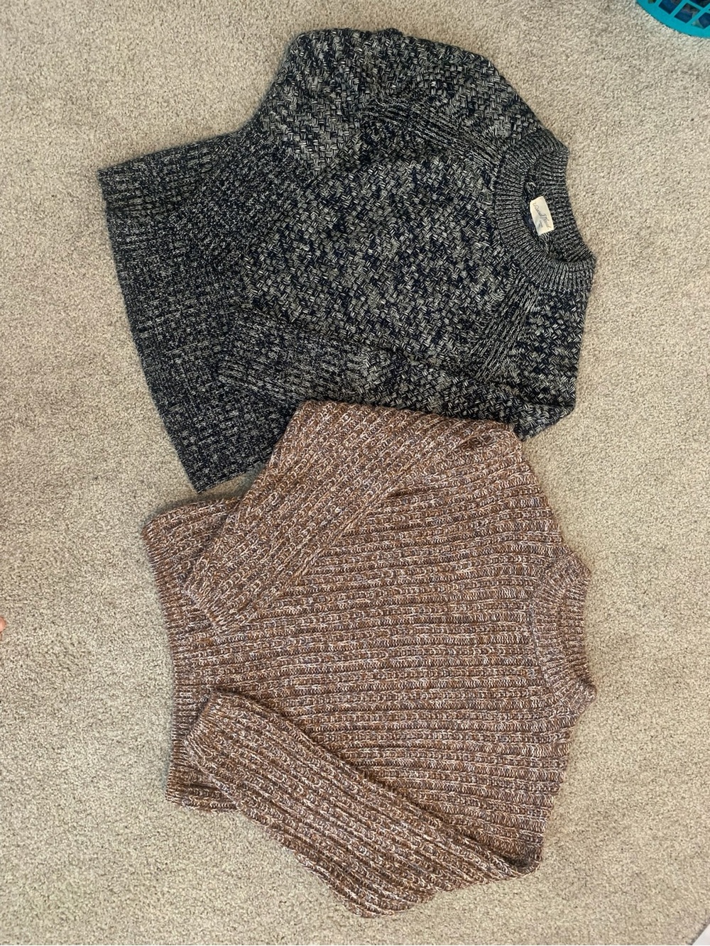 Universal Thread Lot of 2 Crewneck Sweaters Navy Brown Marled Knit Size XS